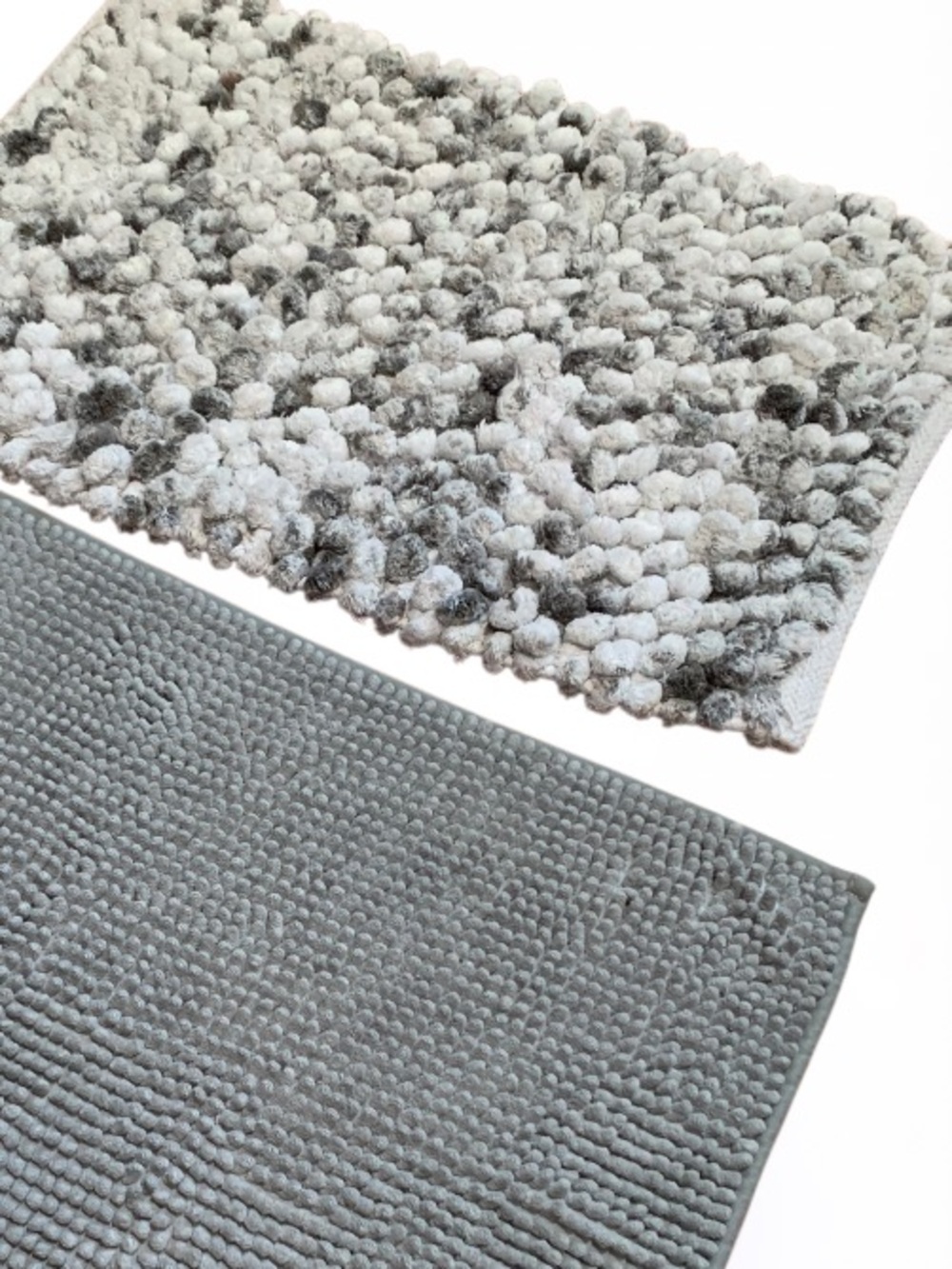 Gray Bath Rug Set - Textured Chenille & Pom - Picture 3 of 6